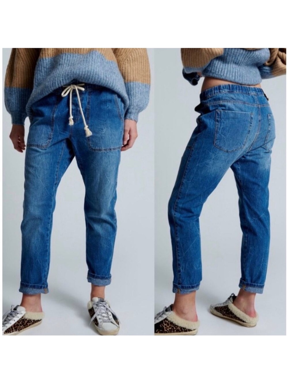 One Teaspoon Shabbies Jeans Drawstring Relaxed Fit Size Medium